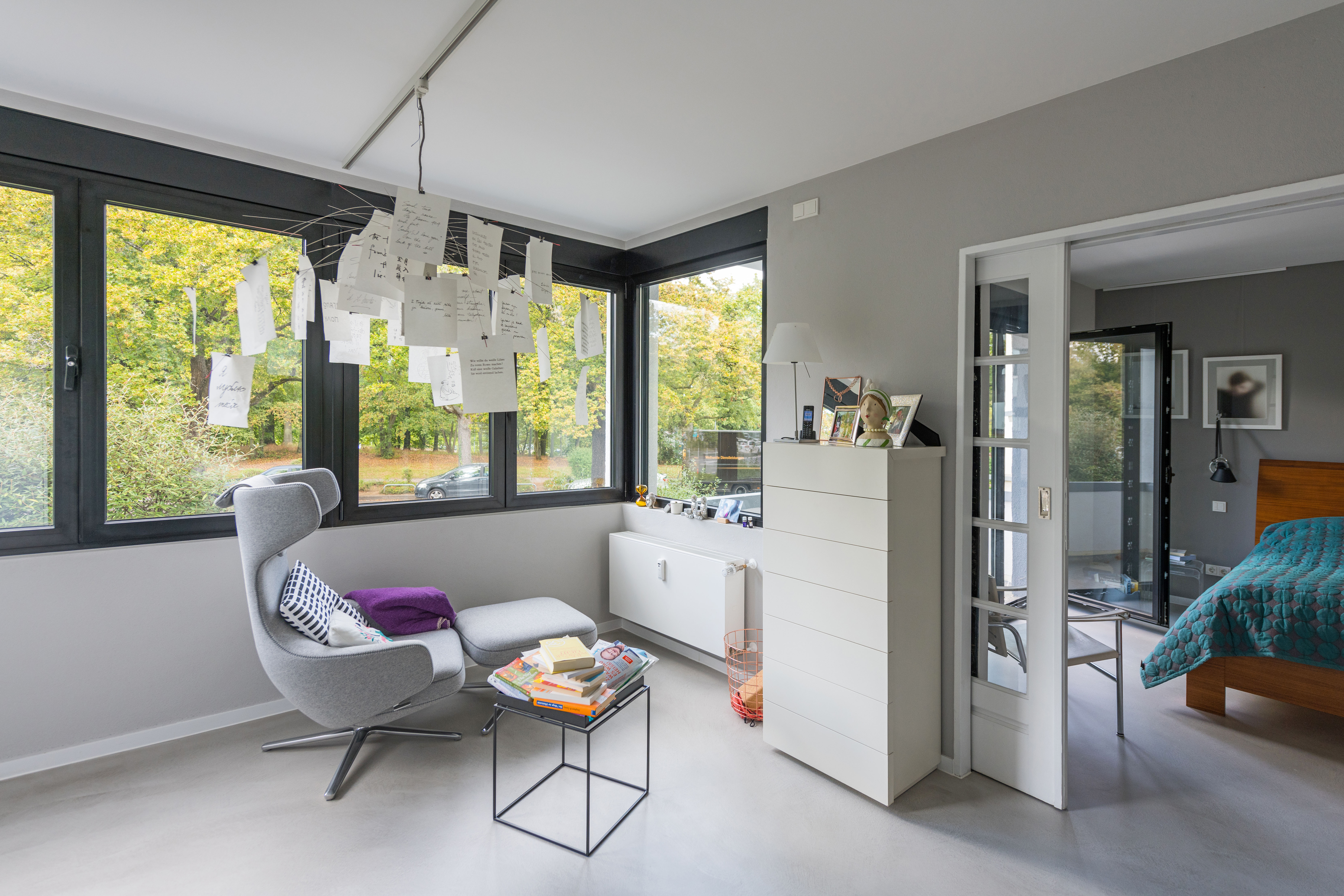Schlafzimmer mit Parkblick