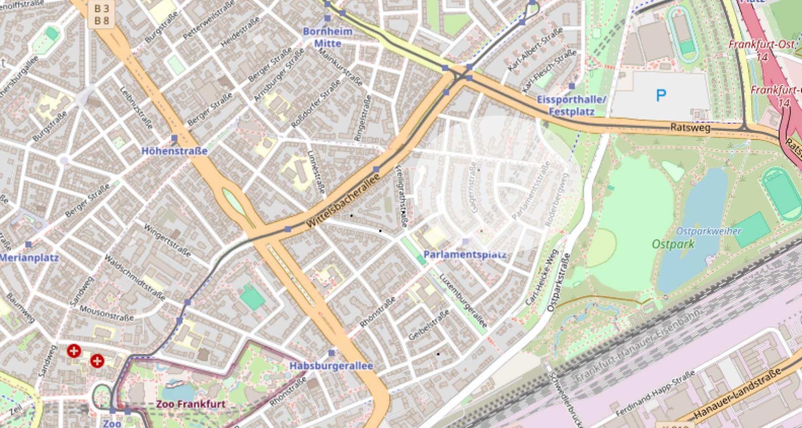 Lageplan Frankfurt-Bornheim/ Ostend